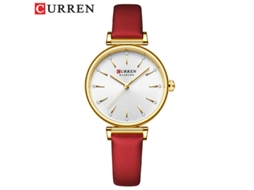 Relógio Feminino Moderno , em Couro Genuíno, Simples e Elegante. MDUG (vermelho)