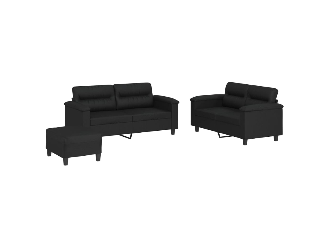 Conjunto de 3 Sofás com Almofadões Couro Artificial Preto MAISON EXCLUSIVE