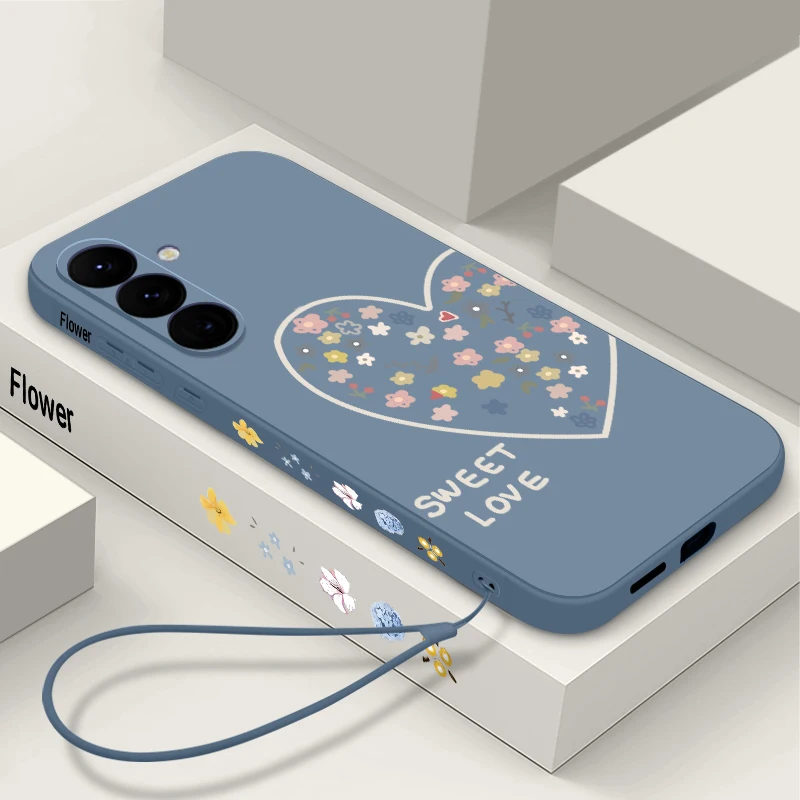 Capa Para Celular Galaxy S26 Com Estampa De Corações (cordão Cinza)