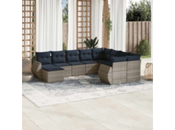Vidaxl Conjunto De Sofá De Jardim Com 10 Peças E Almofadas Em Rattan Sintético Cinza