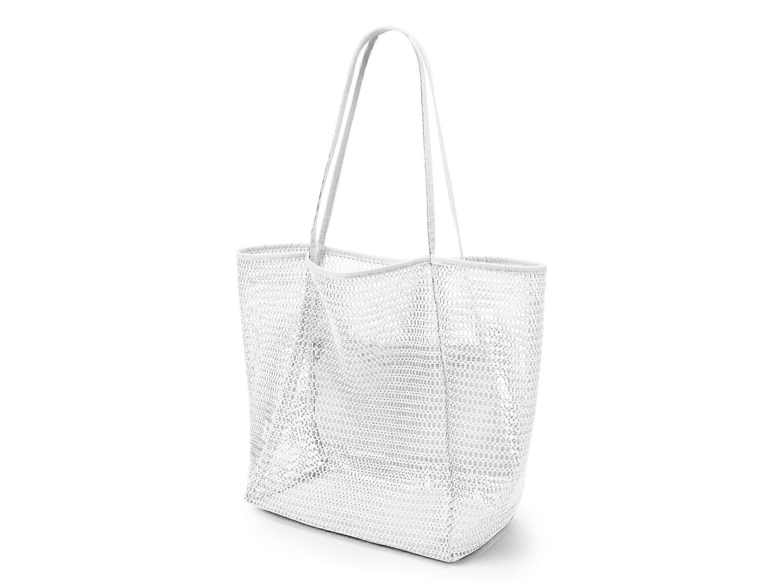 Saco de Praia Malha Grande com Bolso Interno Zíper, Ombro Das Mulheres, Compras Dobr Ável Tote GOKOCO