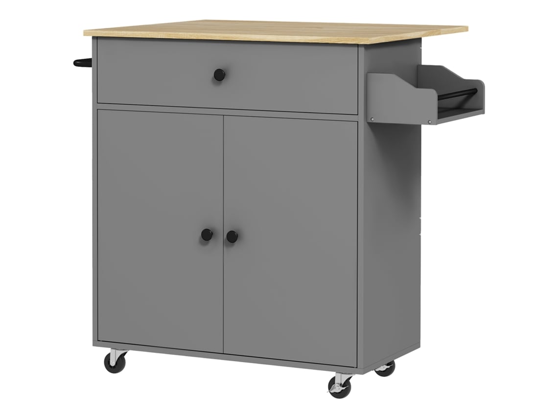 Ilha de Cozinha Melamina de Madeira, Mdf e Aço Cor Cinzento 106x42x87 cm Homcom