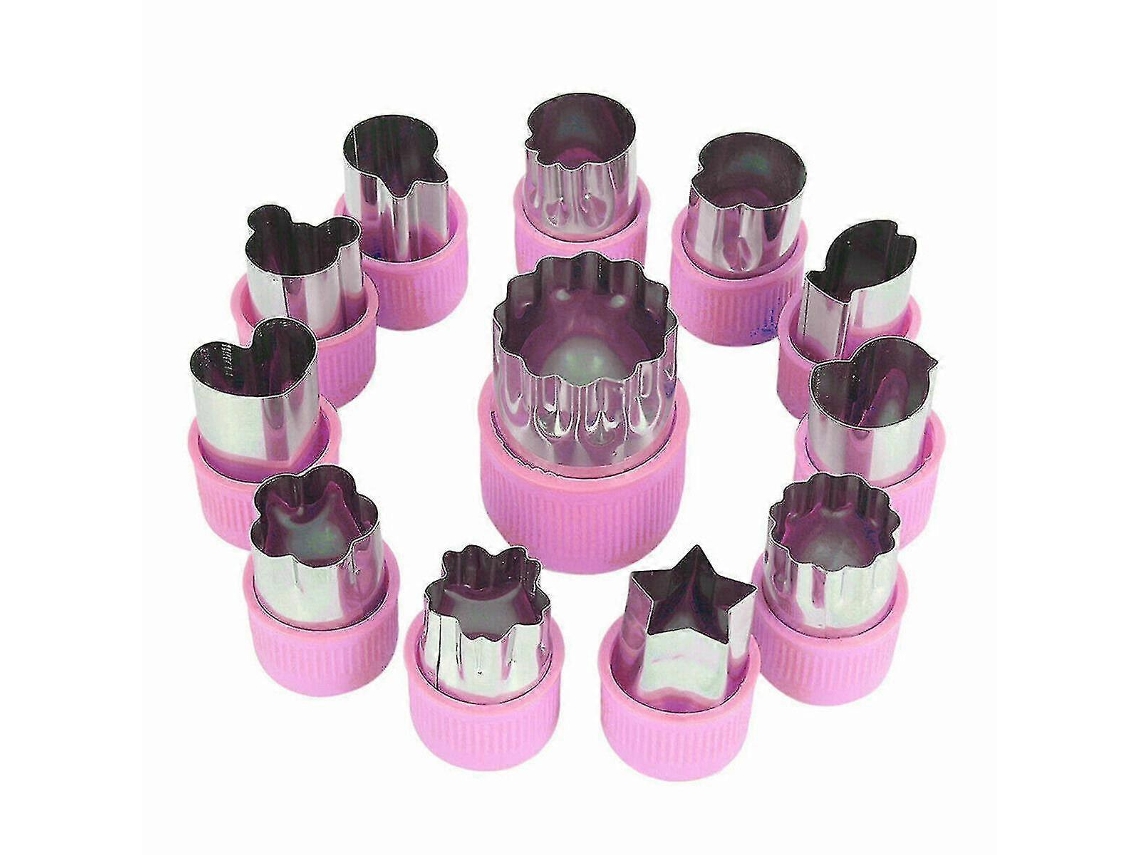12 Moldes de Acero Inoxidable para Cortar Frutas, Verduras Y Galletas Con Formas Diversas para Niños Morado
