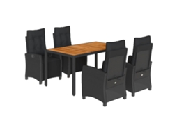 Conjunto de 5 Jantar para Jardim com Almofadões Vime Pe Preto MAISON EXCLUSIVE