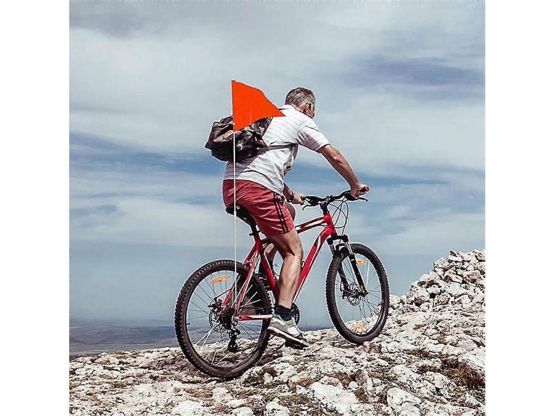 Bandeira de Bicicleta Nova Line refletiva, com polo e suporte, vermelha ou rosa