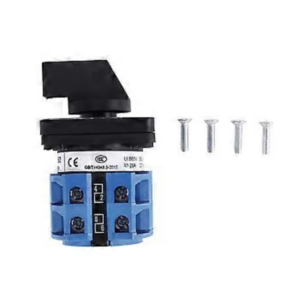 Interruptor Rotativo Momentâneo De Plástico Ac660v 25a, 2 Polos, 3 Posições, Azul+ Preto