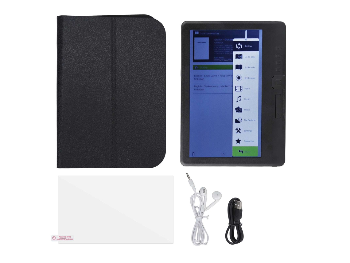 Leitor De E-books Com Tela Lcd Tft Colorida De 7 Polegadas - Hd 800x480 - 4gb - Preto