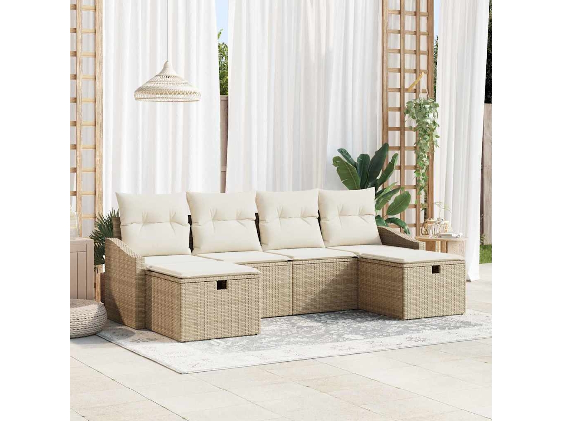 Vidaxl Conjunto De Sofás 6 Unid. Vime Pe