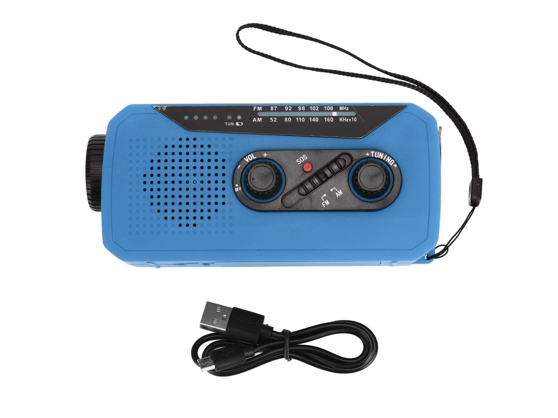Baok-rádio De Emergência Solar Com Lanterna Led E Carga 2000mah Para Camping E Trekking Azul Tipo Eu