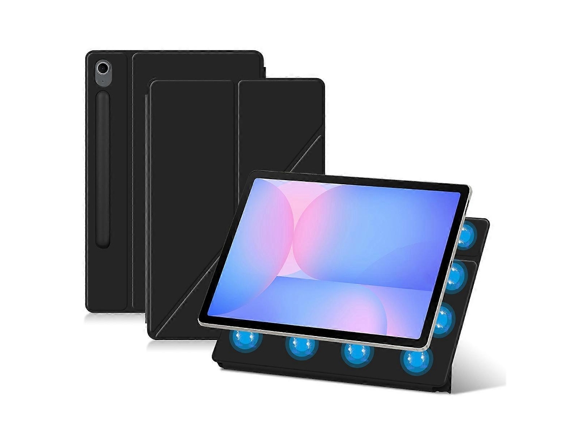 Capa magnética de couro PU para Samsung Galaxy Tab S10 Fe com suporte de origami, branca.