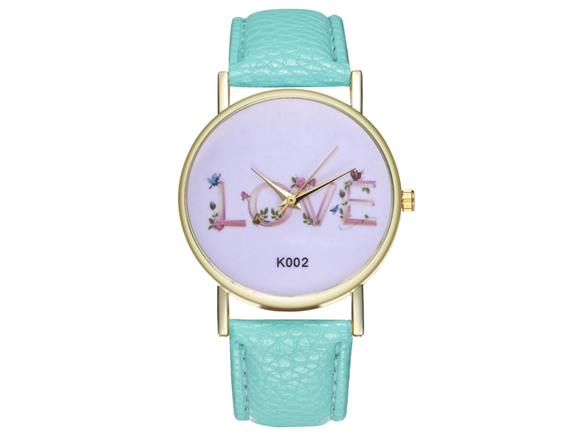 Reloj De Cuero Pu Unisex Love Letters Reloj De Cuarzo Zhoulianfa (menta)