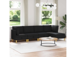 Vidaxl Conjunto De Sofá Modular Com Armazenamento 5 Unid. Preto Tecido