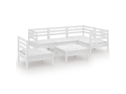 6 Pcs Conjunto Lounge de Jardim Pinho Maciço Branco MAISON EXCLUSIVE