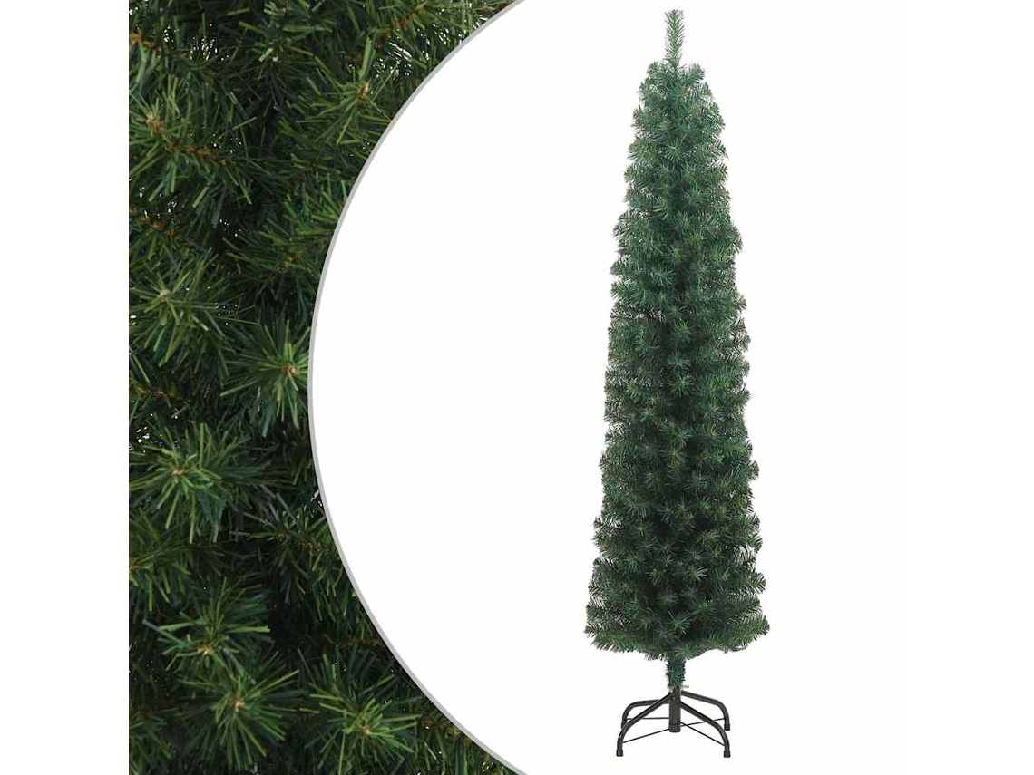 Vidaxl Árvore De Natal Artificial Fina Com Suporte 240 Cm Pvc Verde