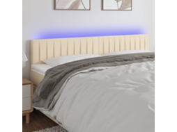 Vidaxl Cabeceira De Cama C/ Luzes Led Tecido 200x5x78/88 Cm Cor Creme