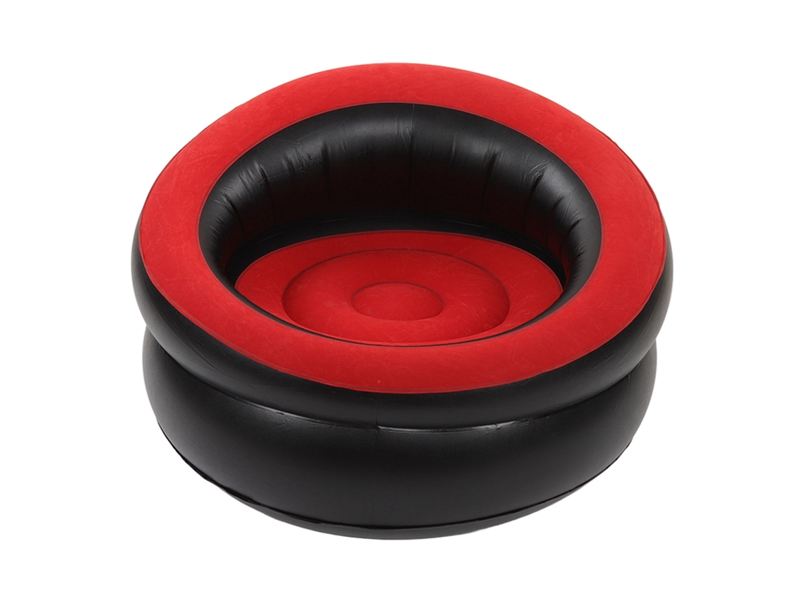 Sofá Inflável Flocking Poltrona de Descanso para Sala Quarto Escritório Vermelho