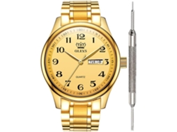 Lurelia Relógio Digital Masculino, Movimento De Quartzo, Visor Digital, Data/calendário, Luminoso, 38 Mm, 9 Mm, 20 Mm, Aço Inoxidável, Couro, Dourado