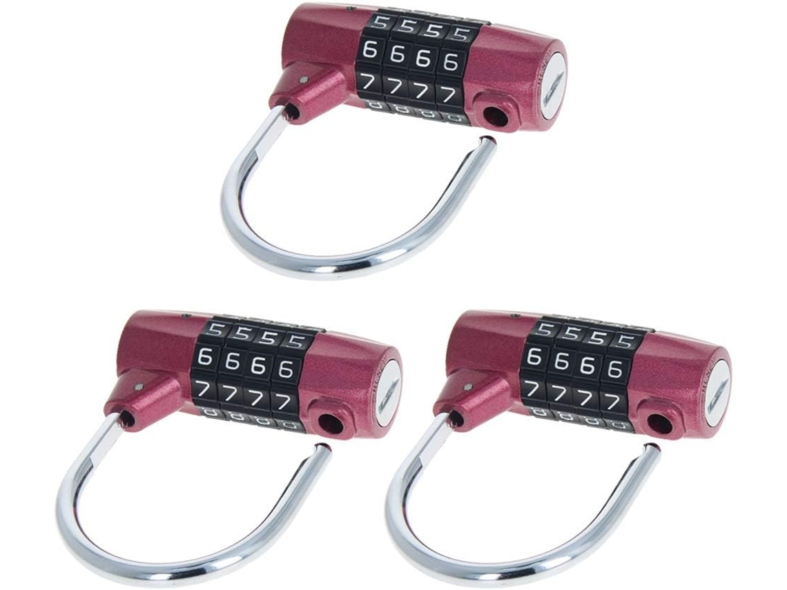 Cadeado De Combinação Para Armário, Conjunto 3 Cadeados Com 4