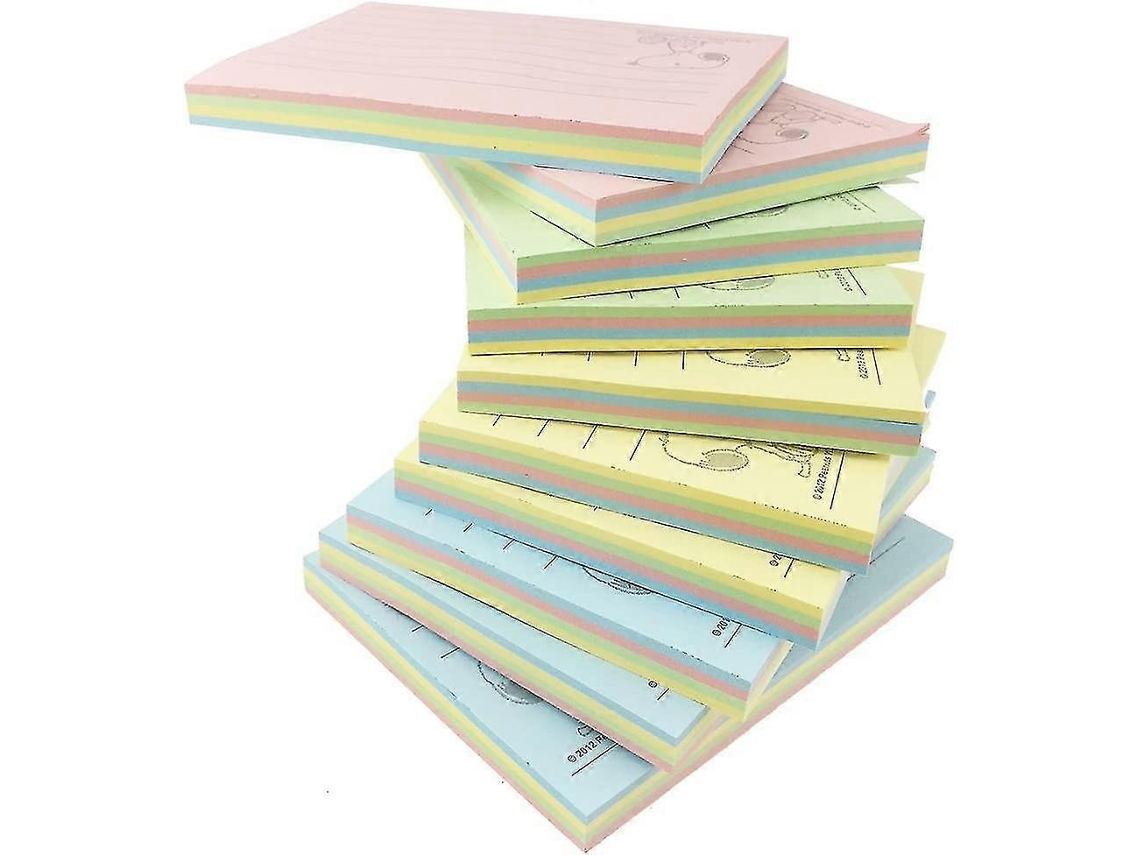 Blocos De Notas Adesivas, 10 Unidades, 80 Folhas, 10cm, 7.5cm, Estampa Divertida