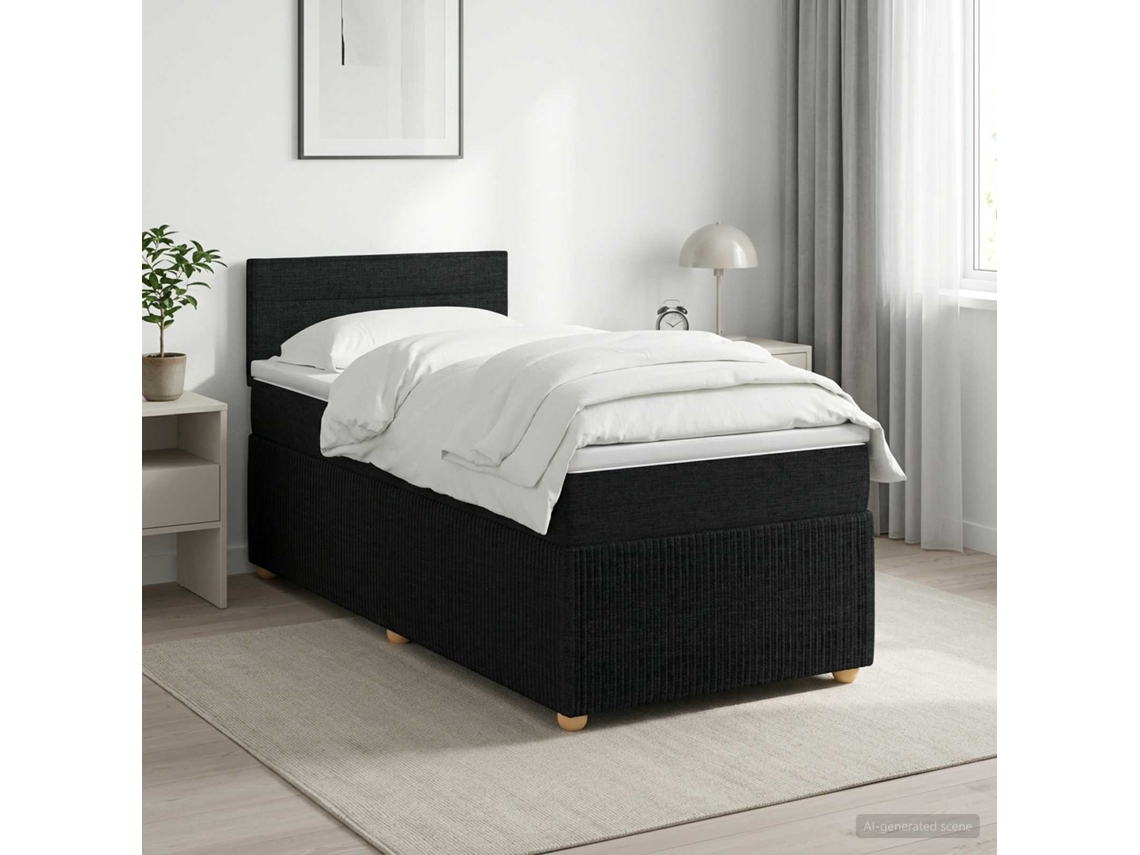Vidaxl Cama Box Spring Com Colchão Preto 100 X 200 Cm Tecido