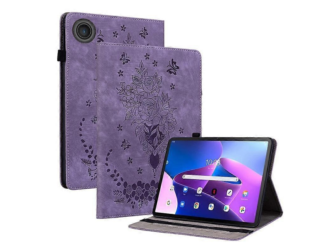 Capa de couro para tablet Webake com estampa de borboleta rosa