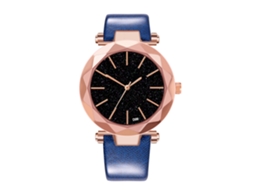Relógio de Pulseira Feminino de Quartzo com Pulseira de Couro Pu Estilo Simples Azul