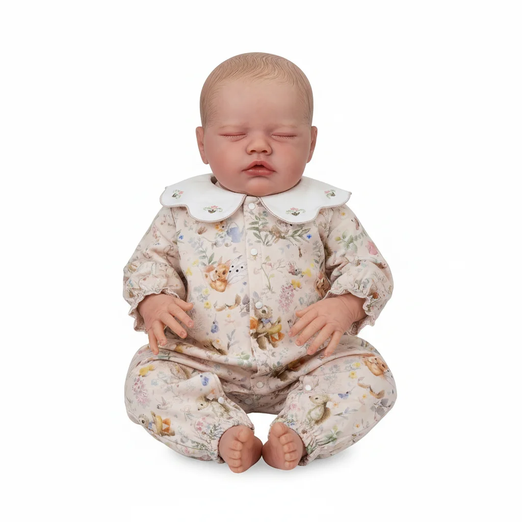 (branco) Boneca Bebê Dormindo De 48 Cm (19 Polegadas), Realista E Macia Ao Toque