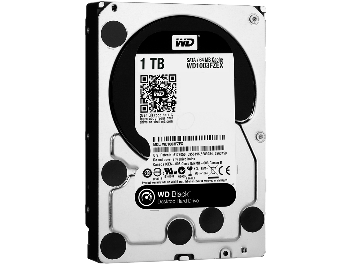 Disco HDD Interno WESTERN DIGITAL 1TB Caviar Black 64Mb Sata 3 (1 TB - SATA - 7200 RPM)
