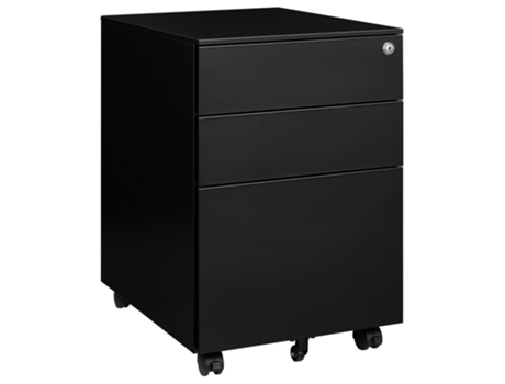 Unidade de Gaveta com Fechadura-Armário de Secretária 39X60 Cm 3 Gavetas Preto EUROSEATS