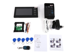 Campainha de Controle de Acesso por Vídeo RFID com Tela Sensível ao Toque de 7 Polegadas, Tecido Colorido e Suporte para Desbloqueio Senha