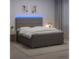 Vidaxl Cama Box Com Led E Colchão Cinzento-acastanhado 140 X 190 Cm