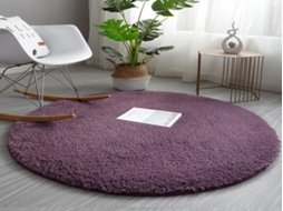 Lurelia Tapete Redondo Infantil Antiderrapante Lavável Macio Látex Cinza Roxo Sala Quarto R261