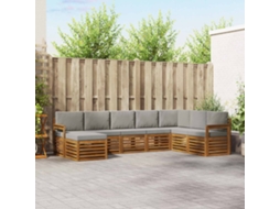 Vidaxl Conjunto De Sofás Para Exterior 8 Unid. Cinza Natural E Claro