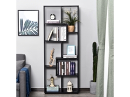 Estante Moderna Biblioteca Estreita com 8 Prateleiras para Sala Quarto e Escritório 70x24x178 Cm Preto