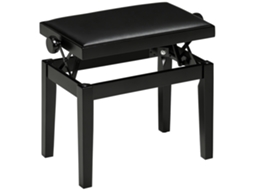Banco Para Piano, Banqueta Para Altura Ajustável, Elegante Acabamento Brilhante, Couro Sintético + Madeira De Seringueira, Preto, 63 X 33 X 56 Cm