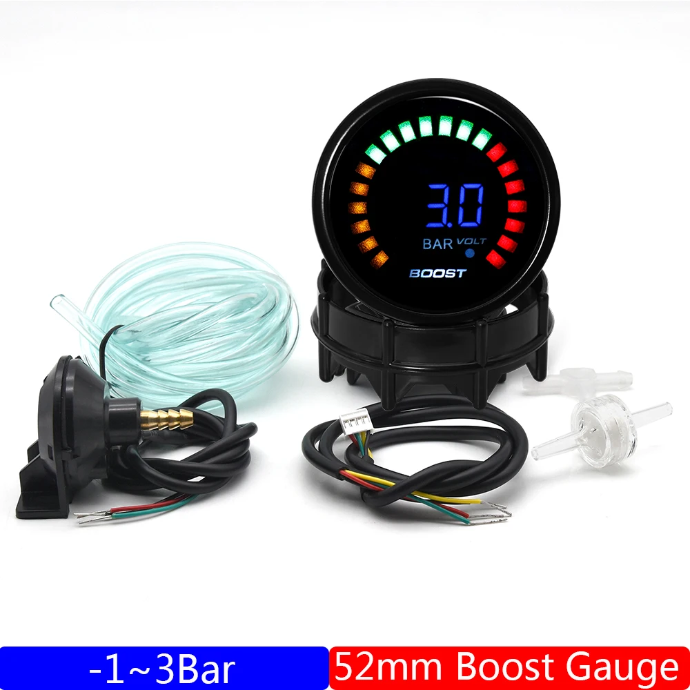 Barra De Medição De Pressão Do Turbo Digital Led De 52 Mm (2 Polegadas) E 12 V.