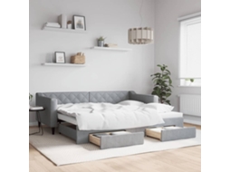 Vidaxl Sofá-cama C/ Gavetão E Gavetas 90x200 Cm Tecido Cinzento-claro