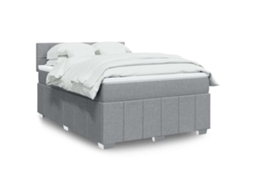 Vidaxl Cama Com Molas/colchão 140x200 Cm Tecido Cinzento-claro