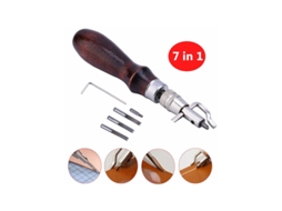 Kit de Ferramentas Manuais para Couro, 7 em 1, Ajustável, para Fazer Vincos em Costuras, Dobras e Chanfros. Inclui 1 Peça. AQUAFORGE