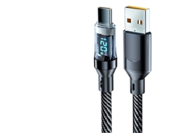 Laxiscreed Cabo De Carregamento Rápido 120w Usb-typec Com Visualizador E 1 Metro