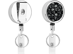 Porta Crachá Retrátil Com Caveira Preta, Moderno E Durável, Em Metal, Com Cordão De Nylon De 68cm, Ideal Para