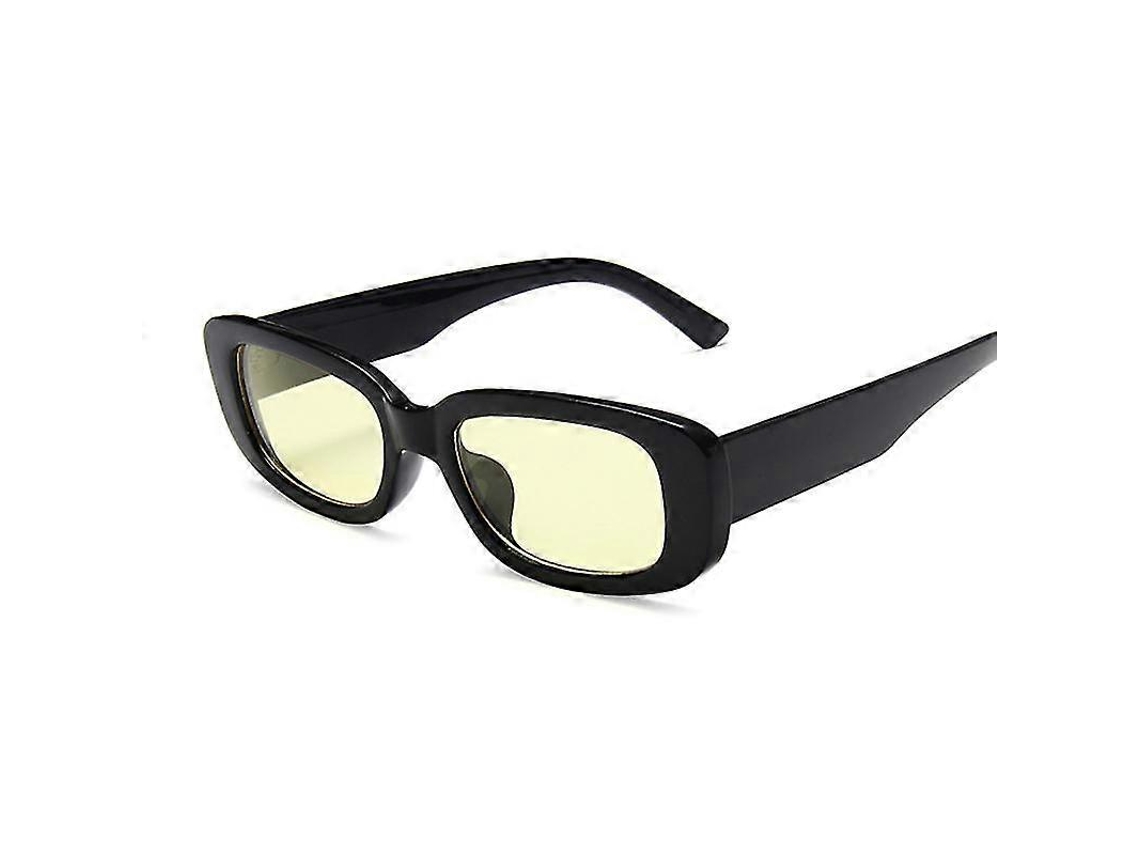 Óculos De Sol Vintage Pretos Quadrados Femininos, Marca De Luxo, Pequenos, Retangulares, Degradê, Transparentes, Espelhados, Pretos E Amarelos