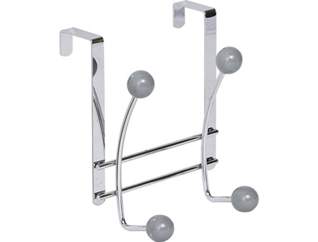 Perchero Metálico Con 4 Ganchos Cerámicos Gris Cromado TENDANCE