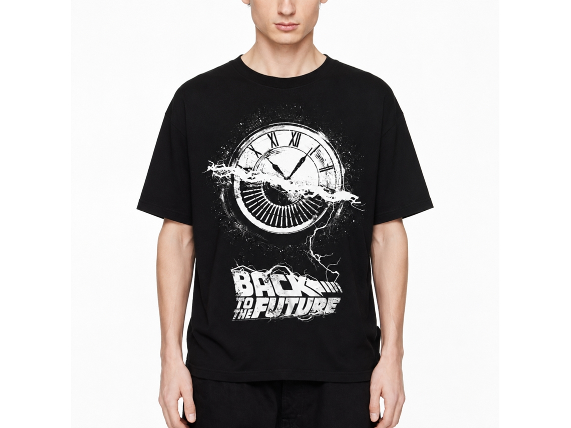 Rockinstone Back To The Future Movie Wheel Of Time Black Adult T-shirt Size:l