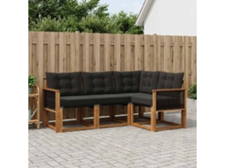 Vidaxl Conjunto De Sofás Para Exterior 4 Unid. Natural E Preto