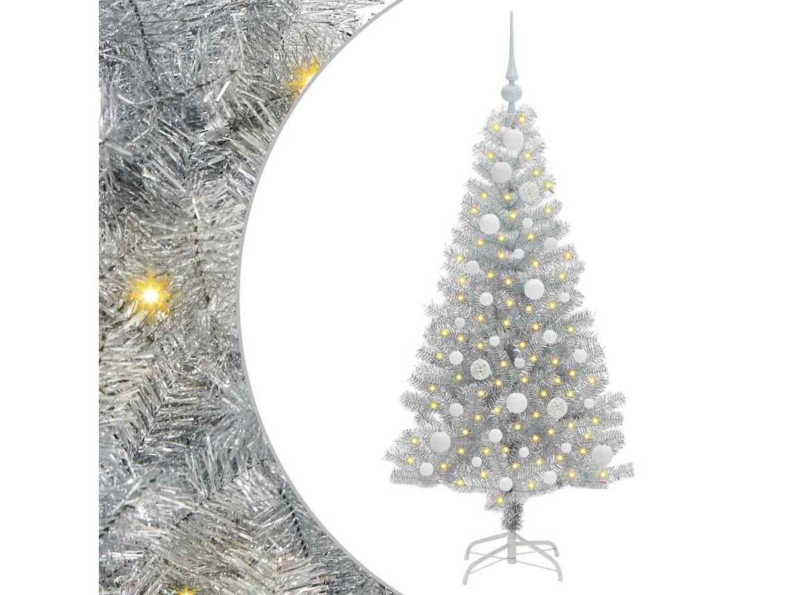 Conjunto 1 Árvore De Natal Vidaxl Prateado Plástico (120 Cm)