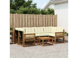 Vidaxl Conjunto De Sofás Para Exterior 7 Pcs Natural E Creme