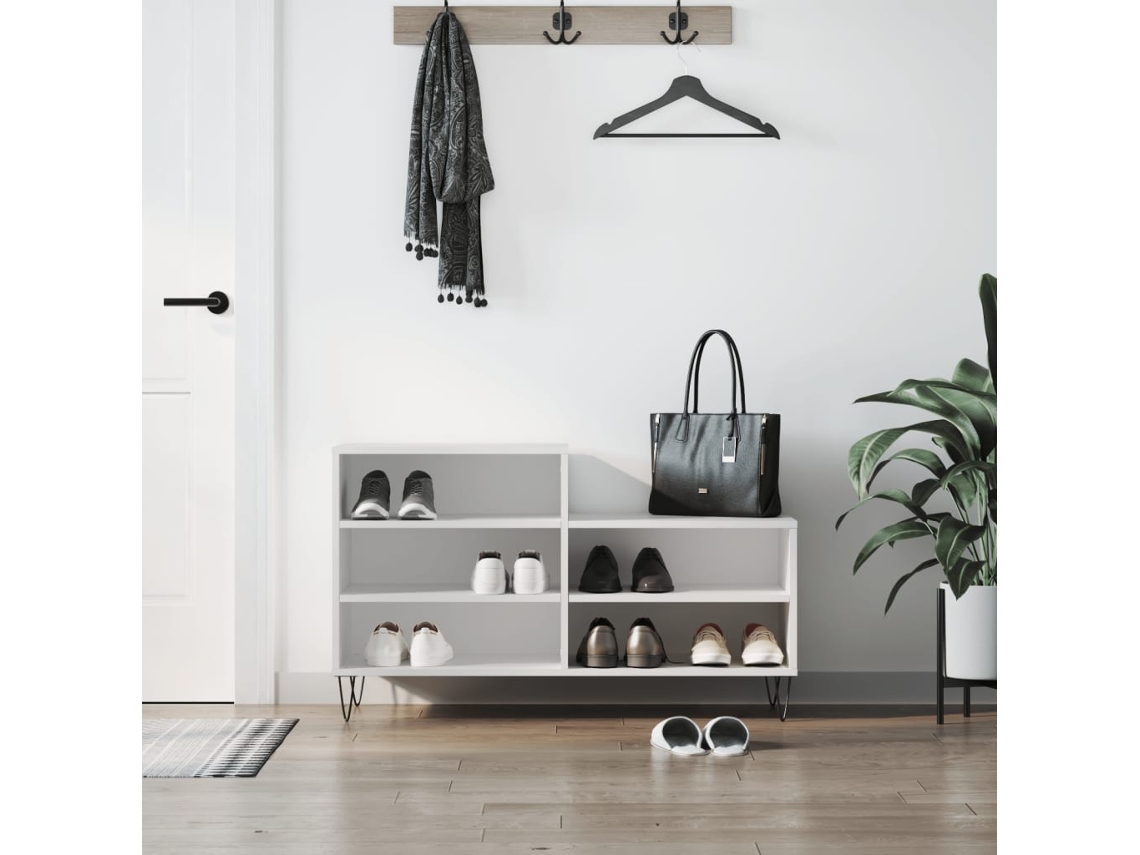 Vidaxl Sapateira 102x36x60 Cm Derivados De Madeira Branco