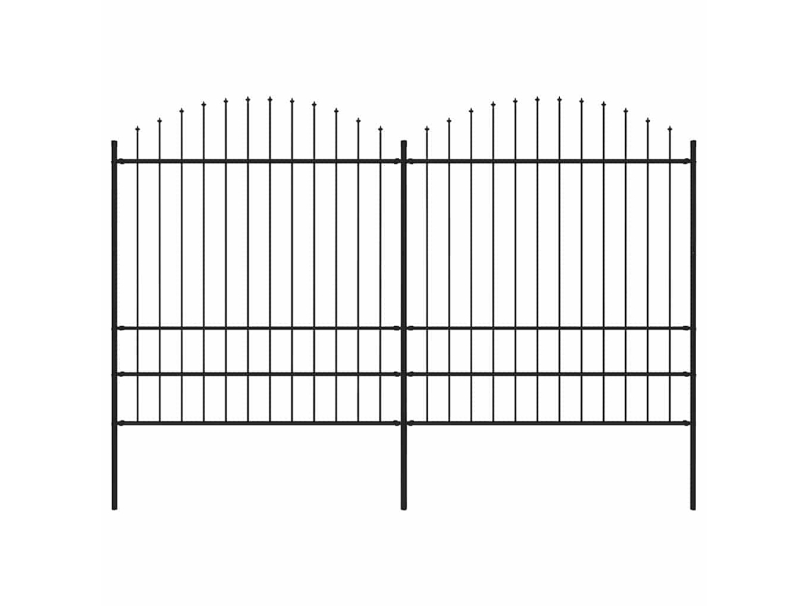 Vidaxl Cerca De Jardim Com Topo Em Forma De Lança Em Aço 337x200 Cm, Preta