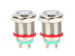 2 Piezas Interruptor de Botón de Metal Auto reset Con Led 12mm 4 Pines Ip65 Verde 3~9v com S/MARCA
